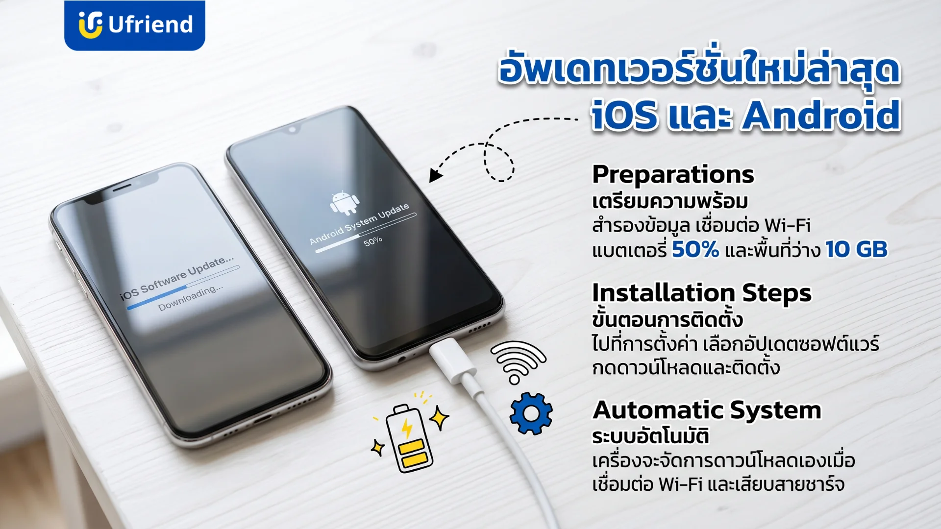 อัพเดทเวอร์ชั่นใหม่ล่าสุดสำหรับสมาร์ทโฟนระบบไอโอเอสและแอนดรอยด์พร้อมคำแนะนำการเตรียมความพร้อมก่อนการติดตั้ง