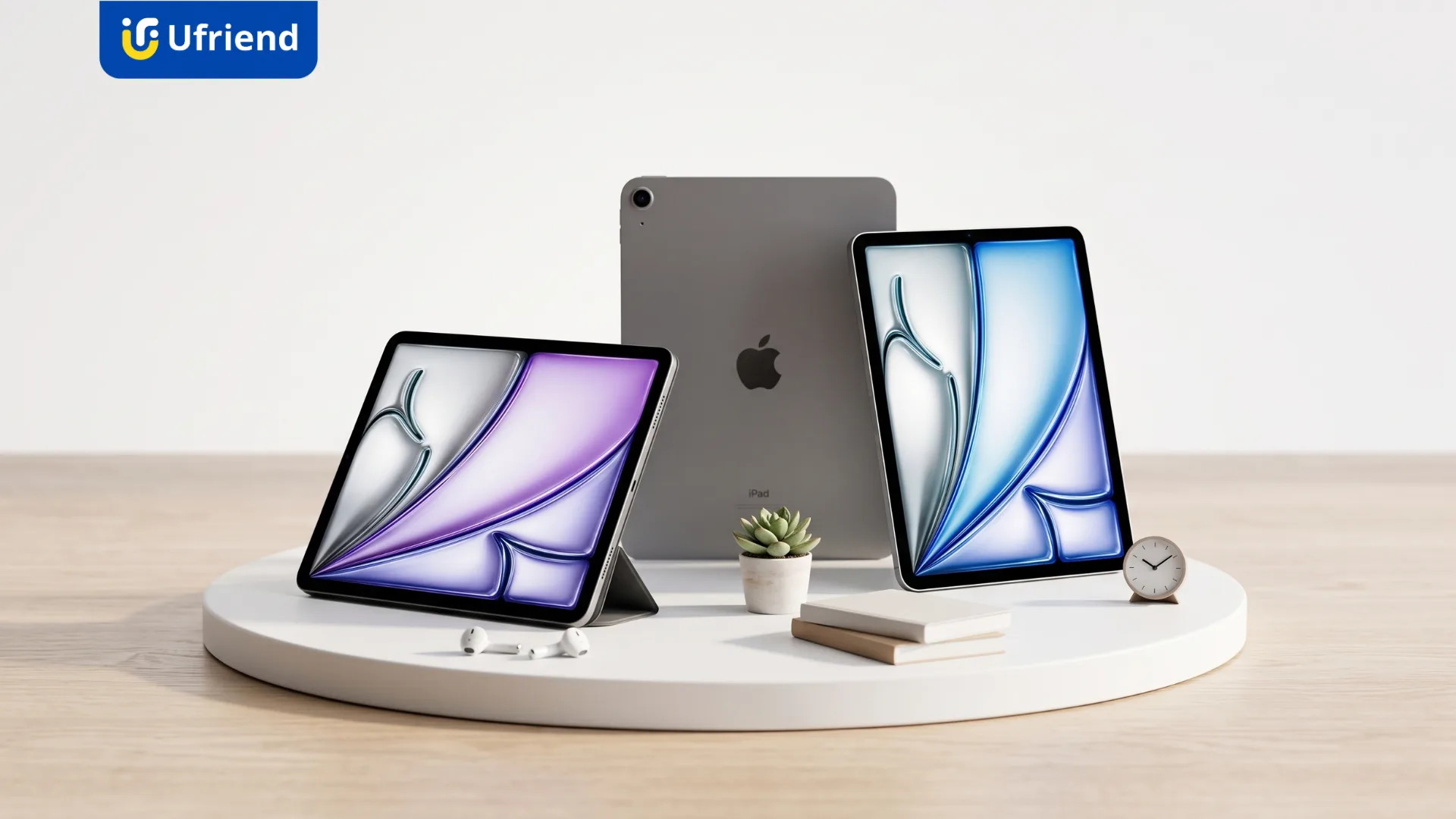 iPad Air ชิป M4 ขนาด 11 นิ้วและ 13 นิ้ววางบนโต๊ะ