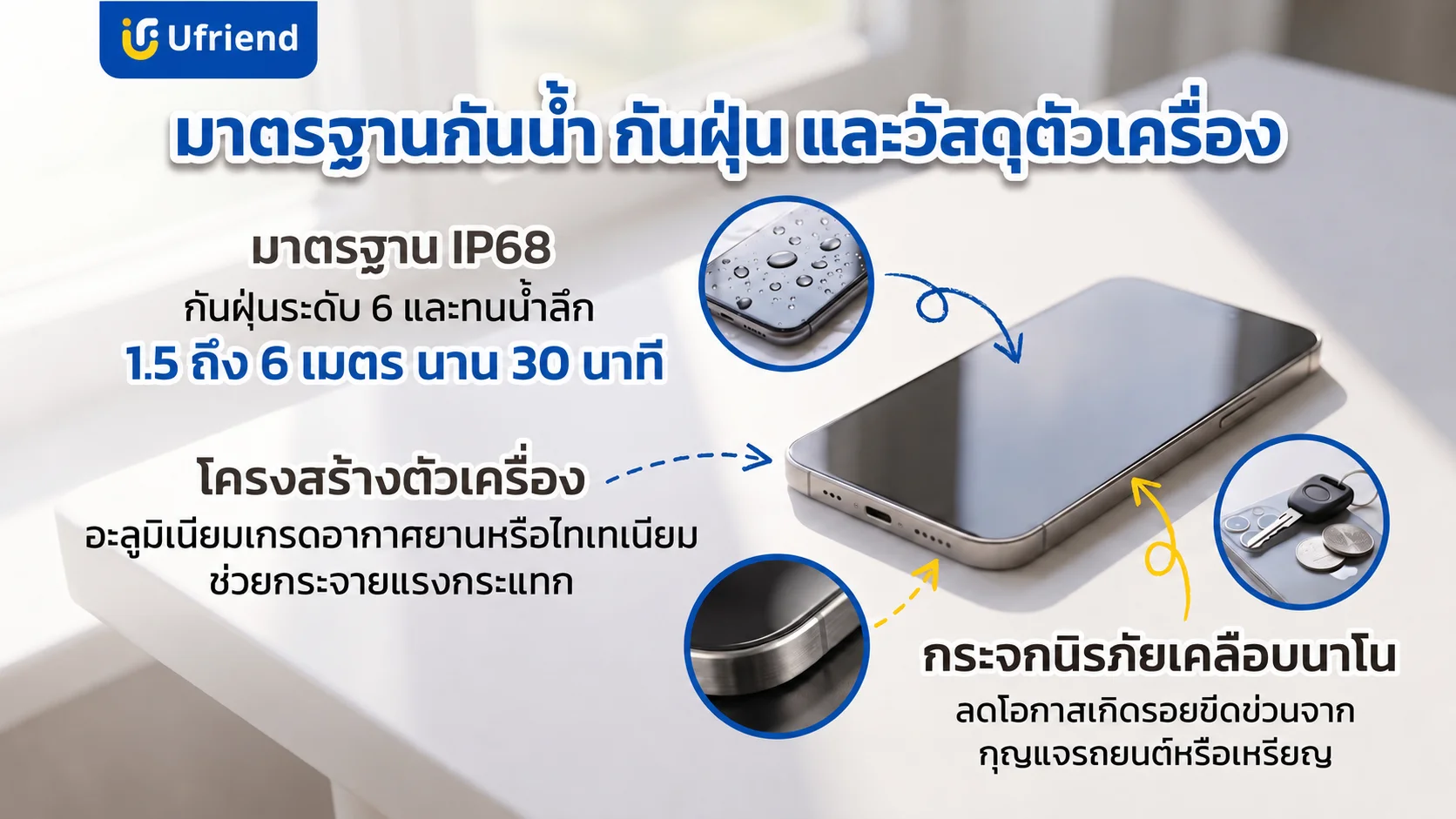 สมาร์ทโฟนที่มีความทนทานสูง มาตรฐานกันน้ำกันฝุ่นและวัสดุตัวเครื่องแข็งแรงทนทานต่อรอยขีดข่วน