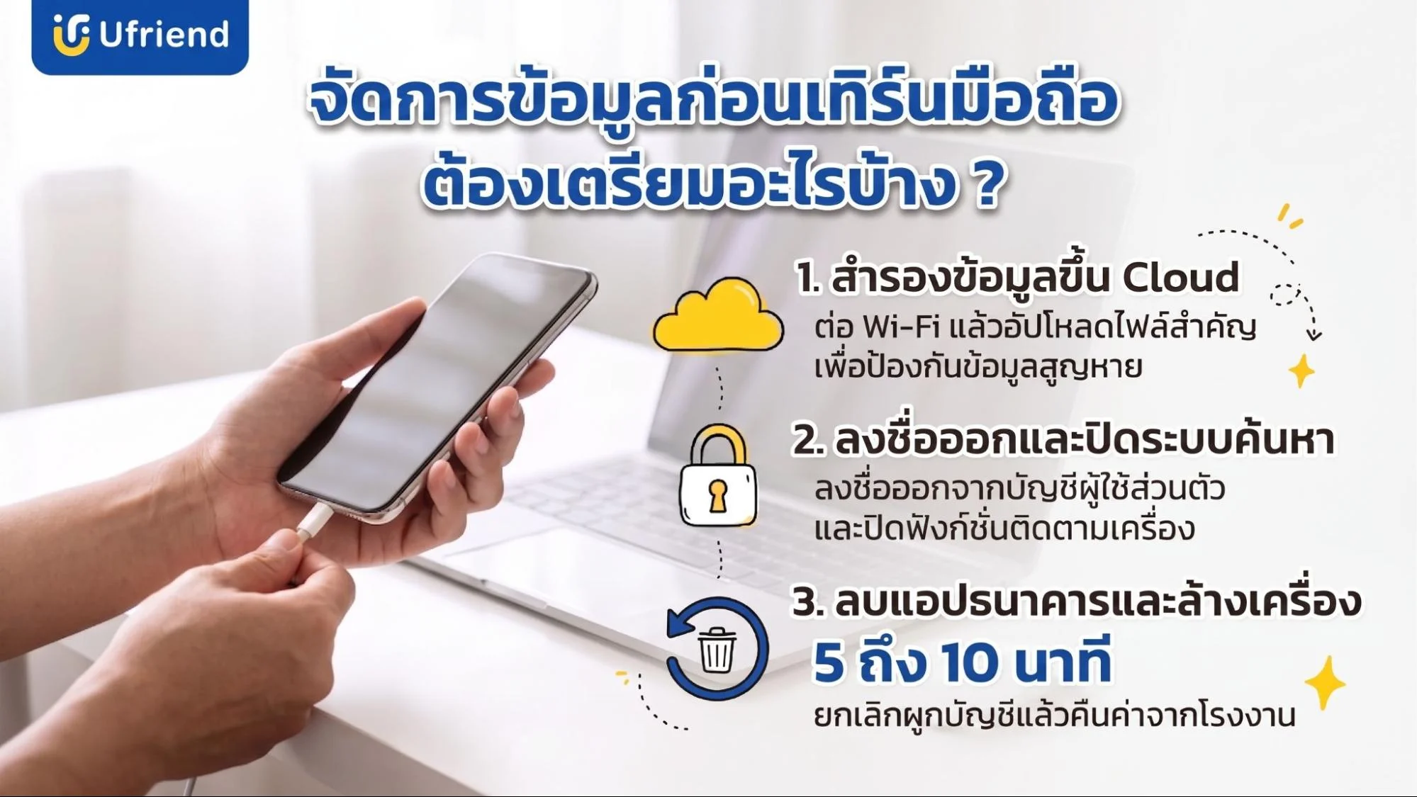 เทิร์นมือถือ ต้องเตรียมอะไรบ้าง แนะนำขั้นตอนการสำรองข้อมูลและล้างเครื่องเพื่อความปลอดภัยของข้อมูลส่วนตัว
